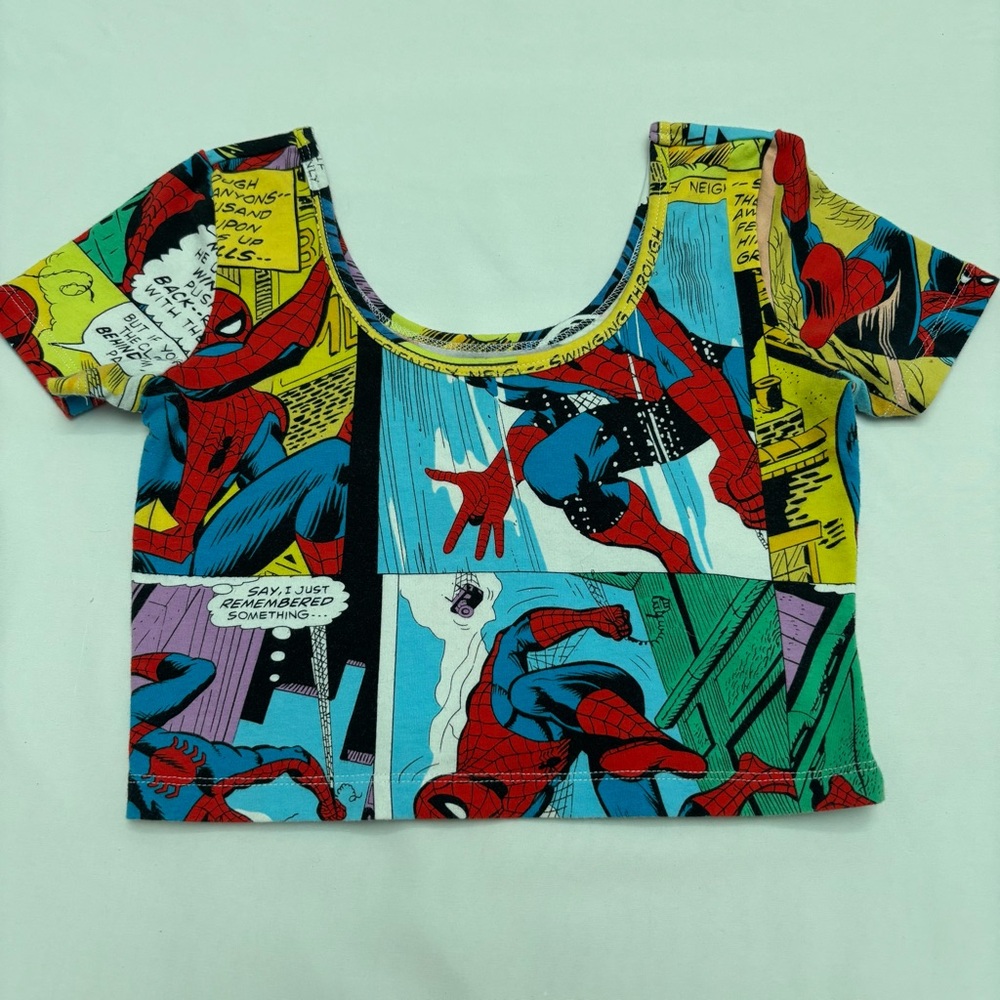Marvel Comics Spider-Man Blue Crop Top